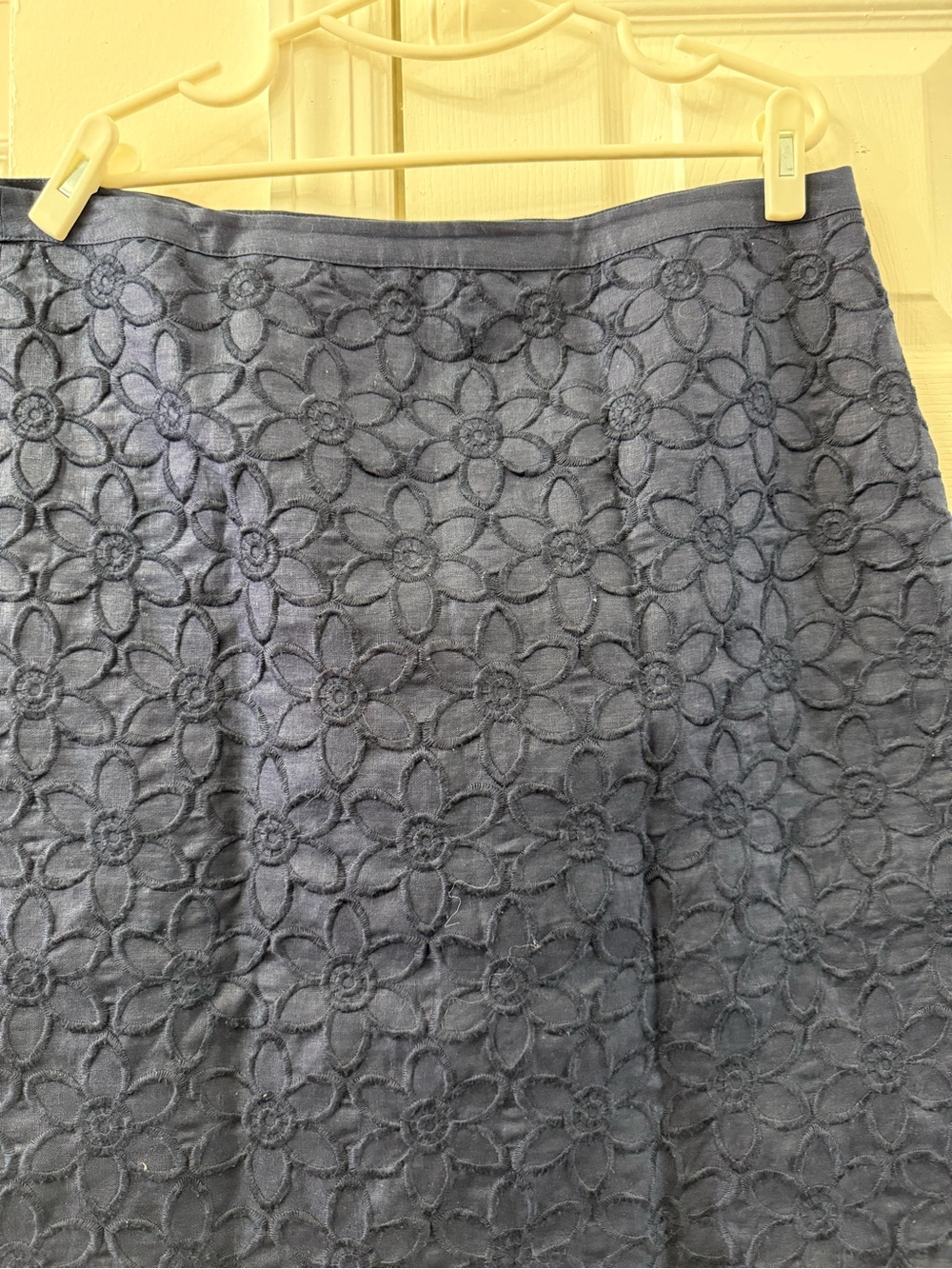 Talbots Dark Blue Floral Lace A-Line Skirt